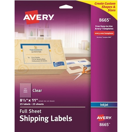 Avery Label, Ezpeel, Inkjt, 8.5X11 25PK AVE8665